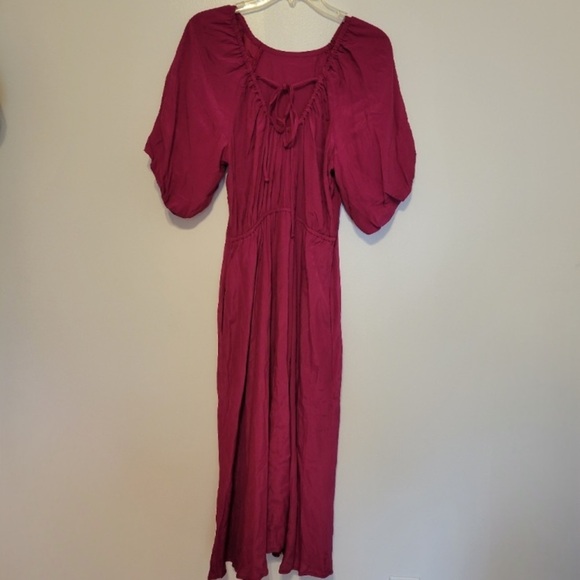 target A New Day solid Fuschia/ Magenta Midi Dress size XS tie back cottage - Picture 4 of 8